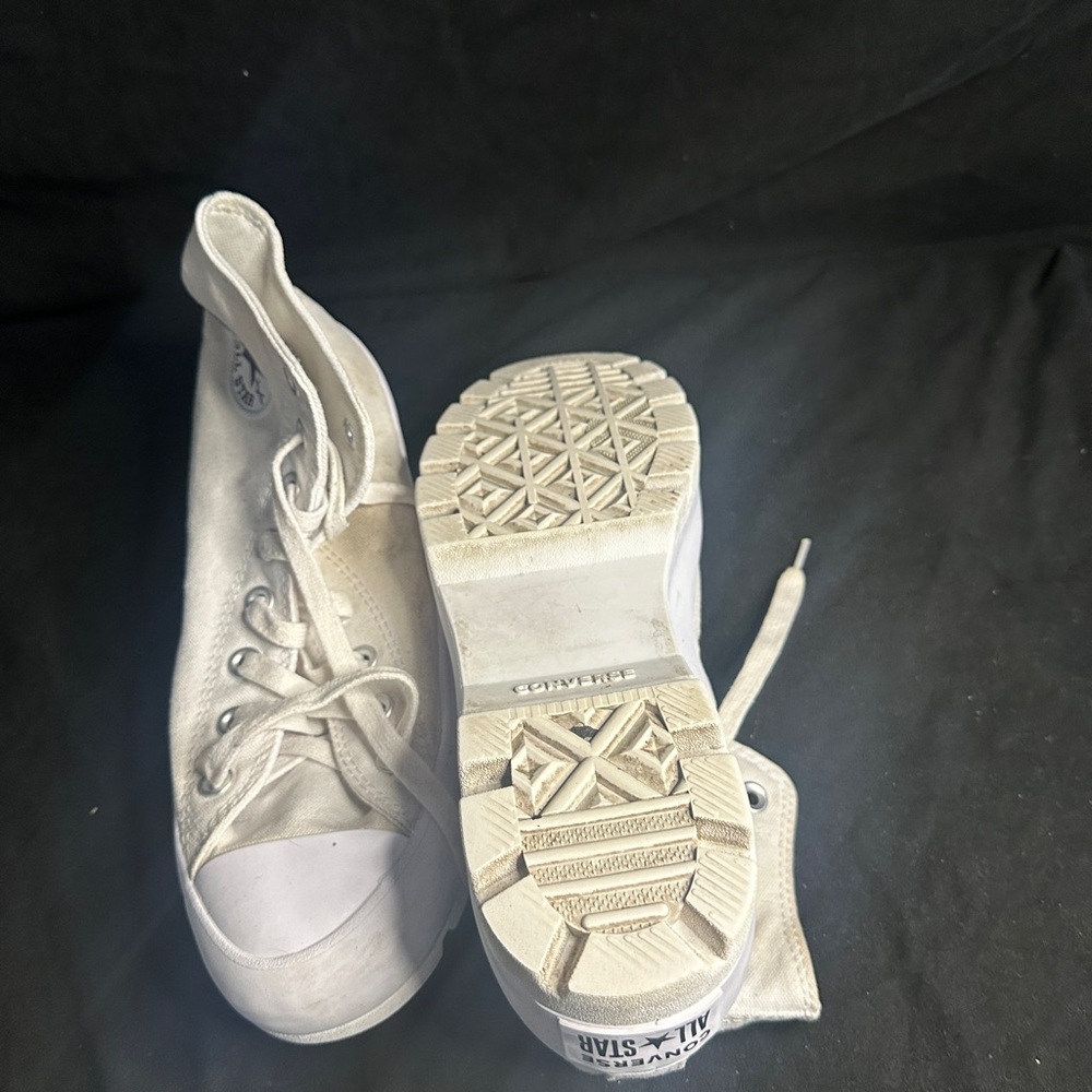 Classic White converse all star platforms-size 10-#413 - Picture 3 of 4